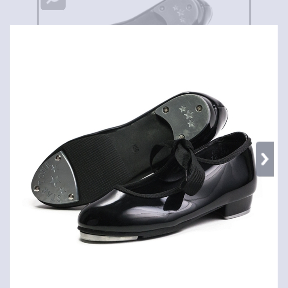 Dancing Fair Black Patent Leather Tap Dance Shoes with Low Heel Kids 12F 11.5M